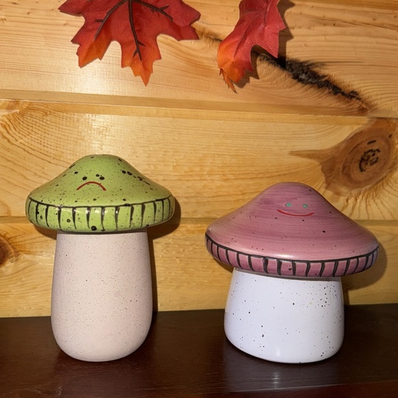 Urban Outfitters Mushroom Set Stash Boxes Jars Canisters Happy Pink Sad Green - Picture 8 of 16
